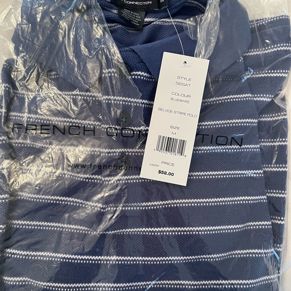 French Connection Blue/White Striped Polo